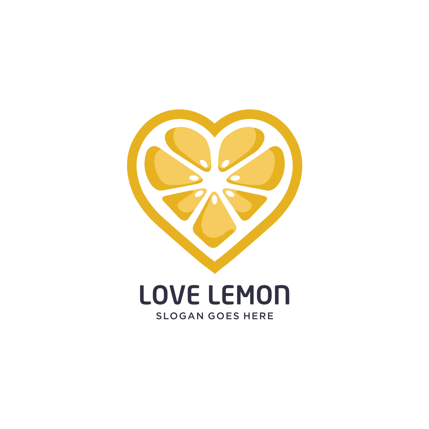 Bright Lemon Heart Logo Vector Designs preview.