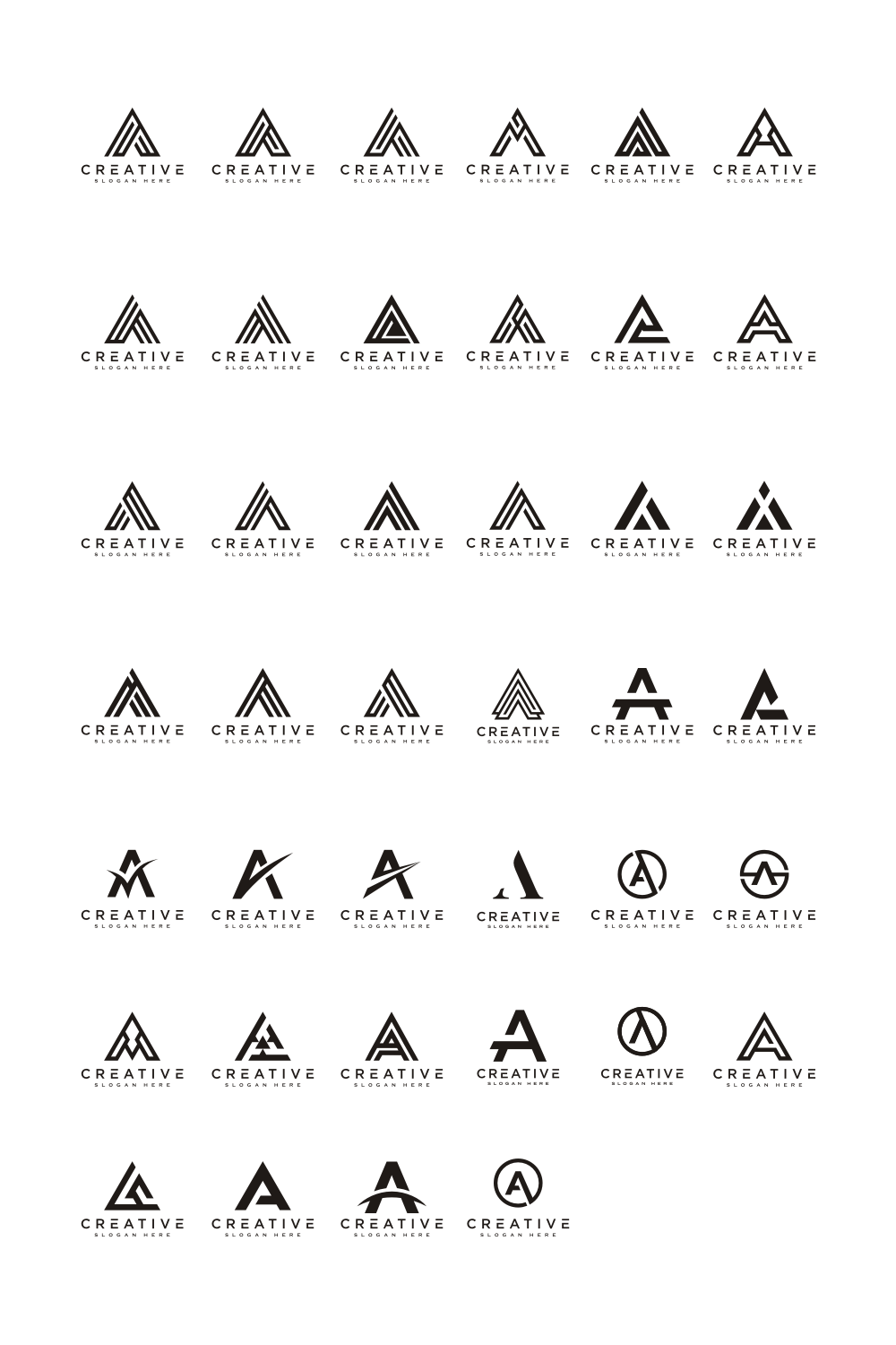 Set Of Initial Letter A Logo Vector Mono Line pinterest image.