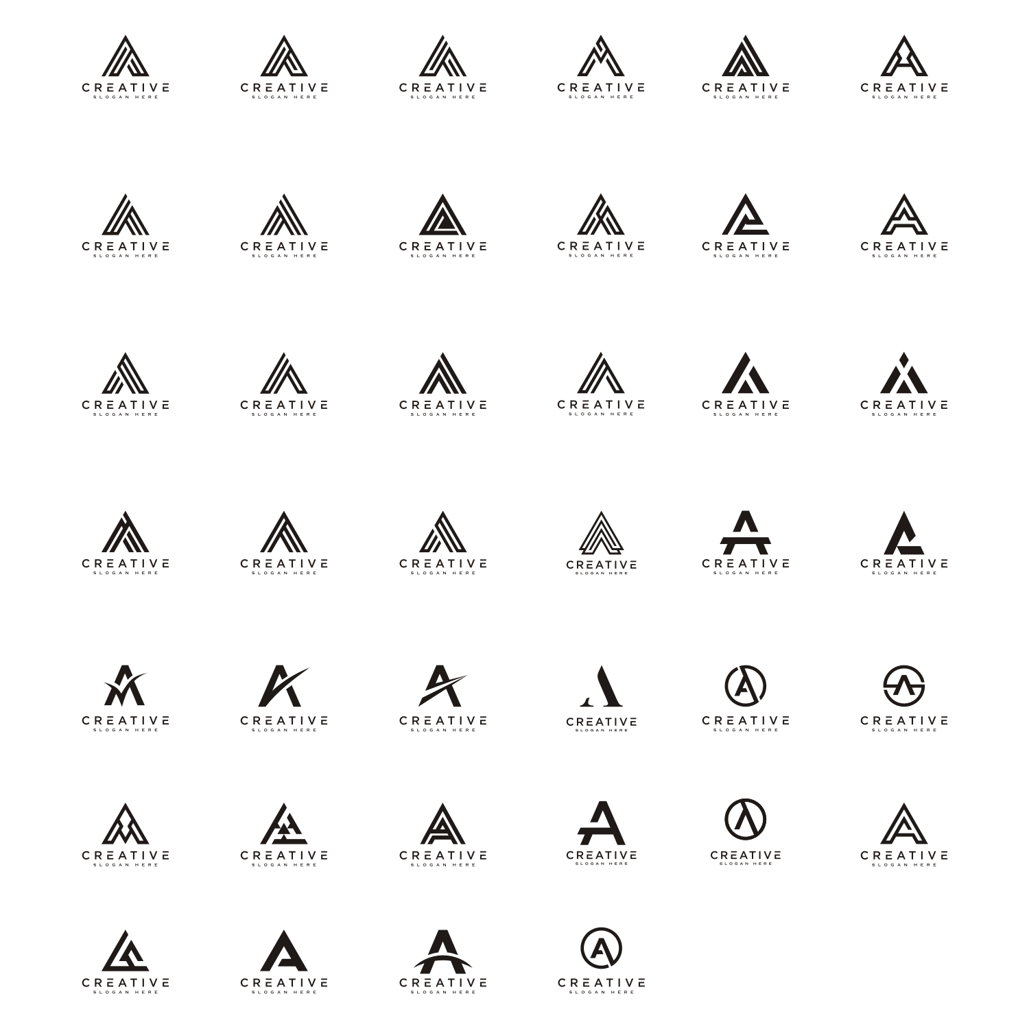 Set Of Initial Letter A Logo Vector Mono Line cover image.