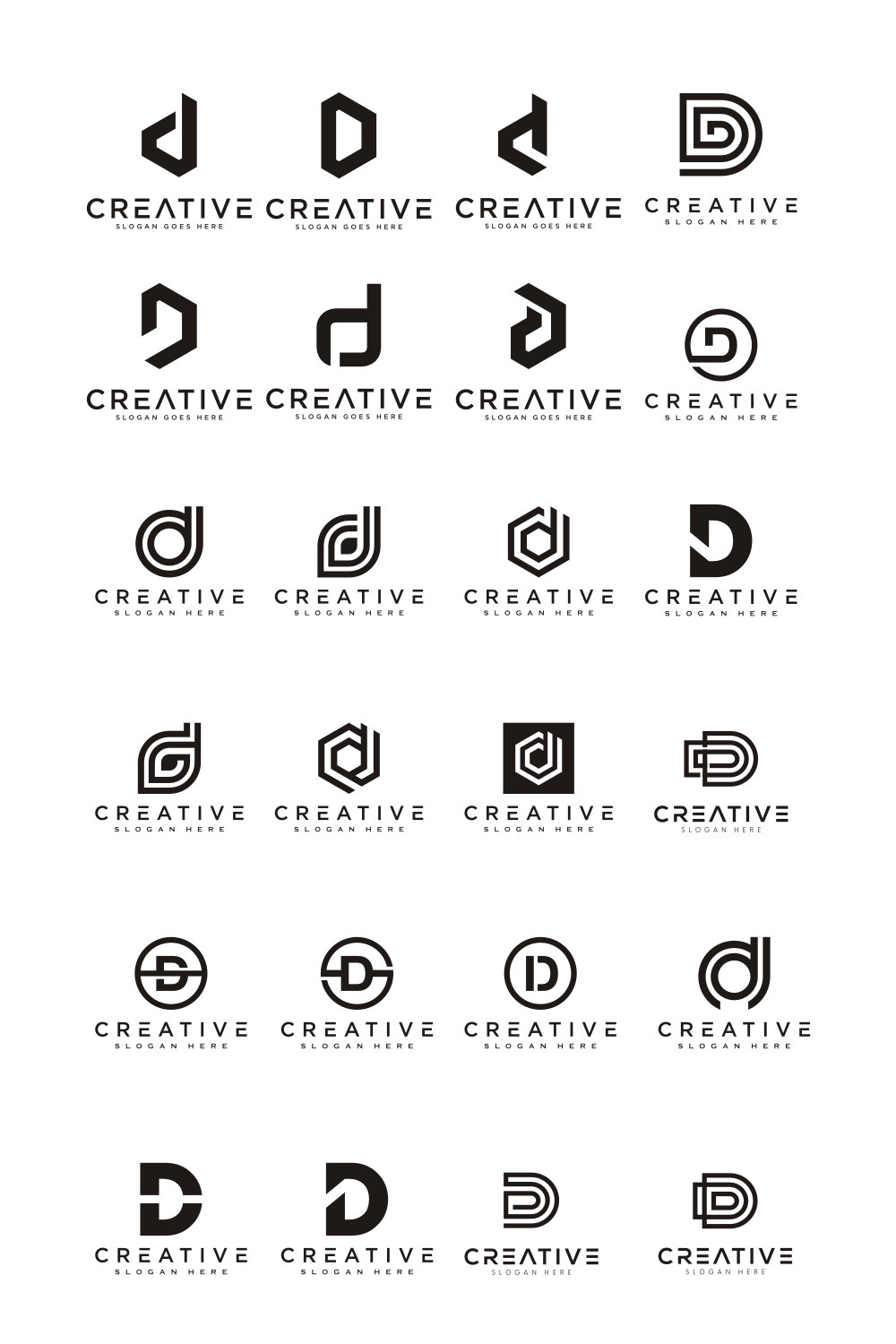 Set of Initials D Logo Vector Design Template pinterest image.