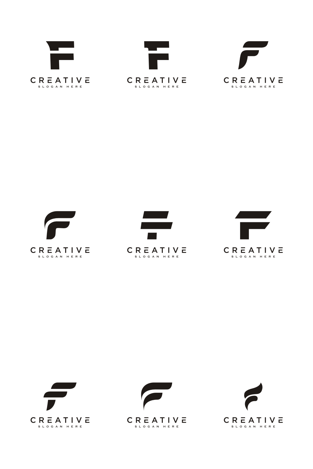Set of Initial Letter F Logo Design Template pinterest image.