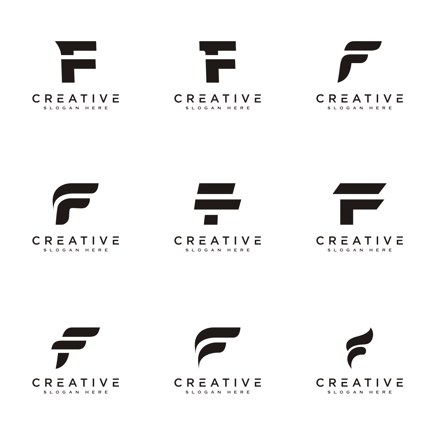 Set of Initial Letter F Logo Design Template cover image.