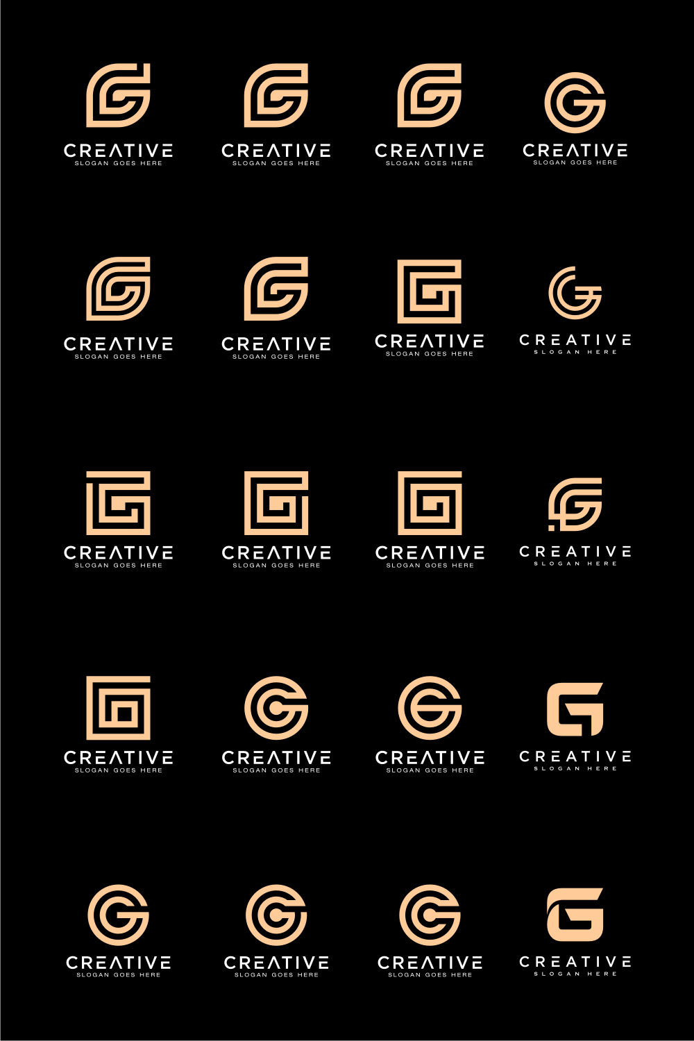 Set of Initial Letter G Vector Logo Design pinterest image.