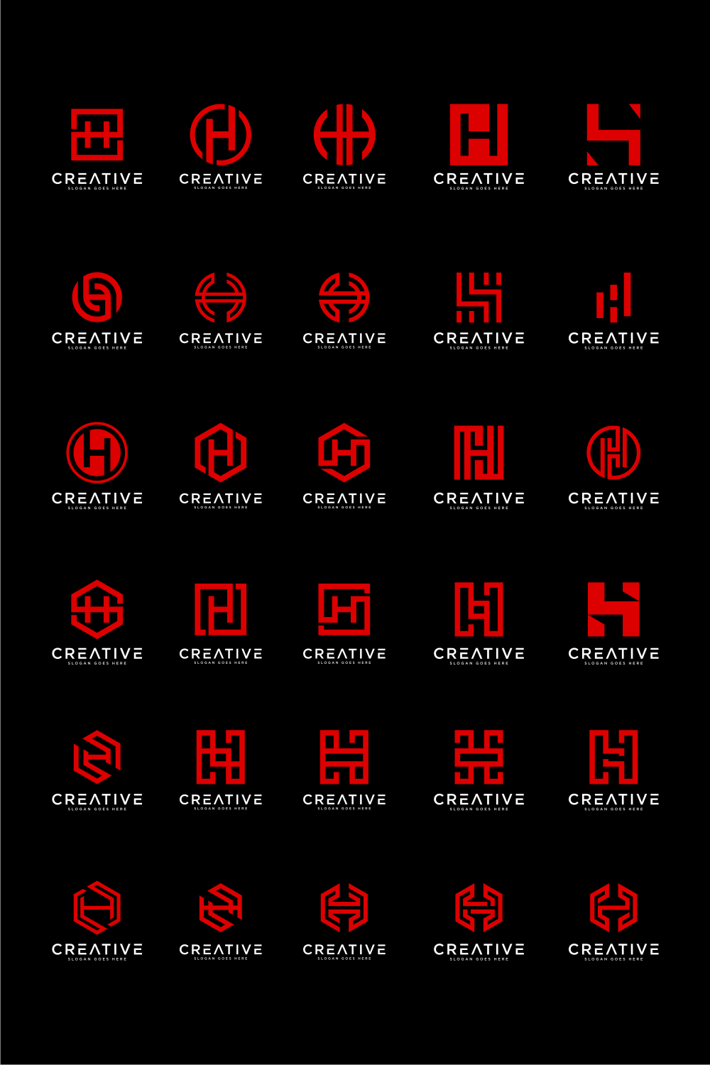 Set of Initial H Abstract Logo Vector Template pinterest image.
