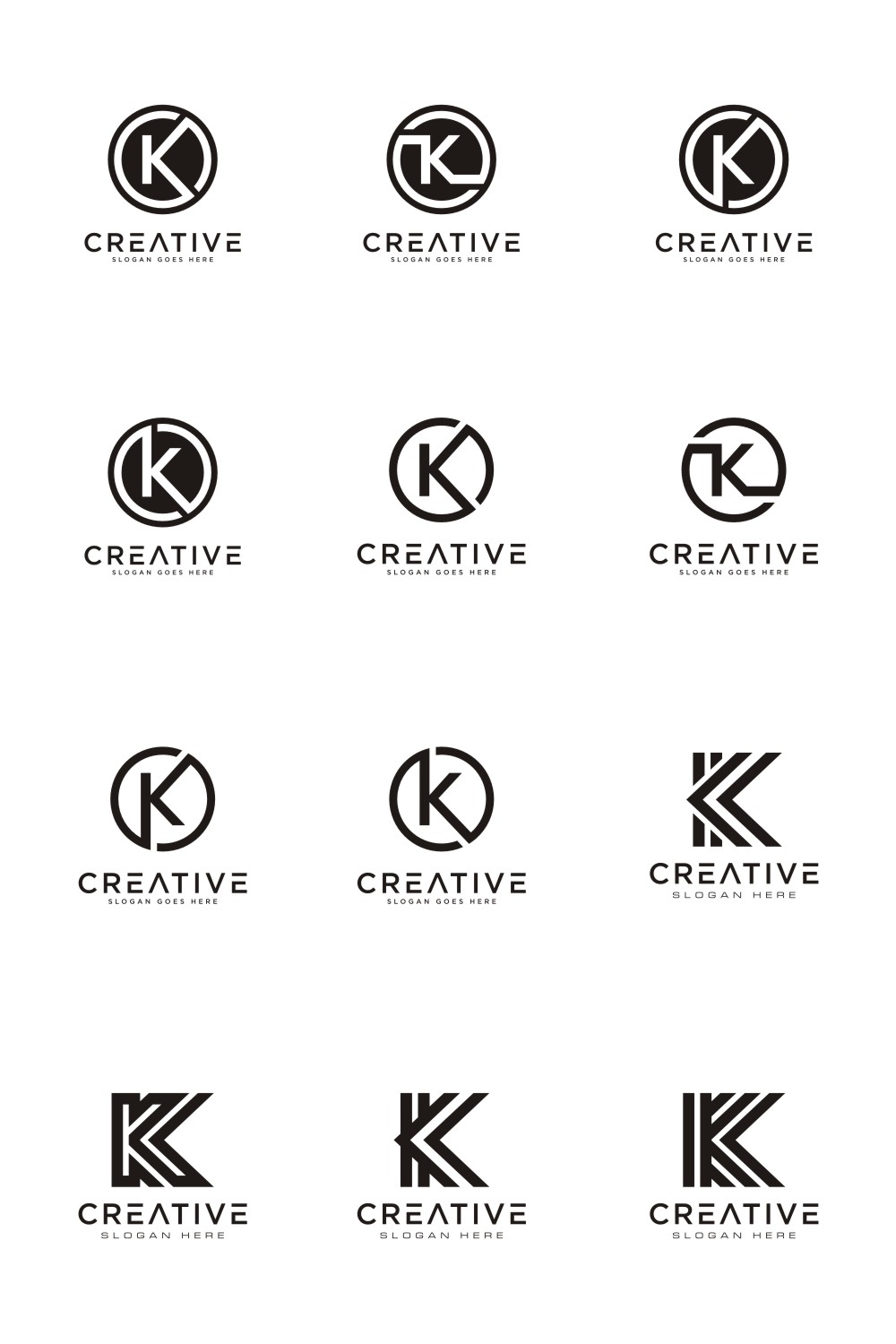 Set of Initials Letter K Abstract Logo Vector Design pinterest image.