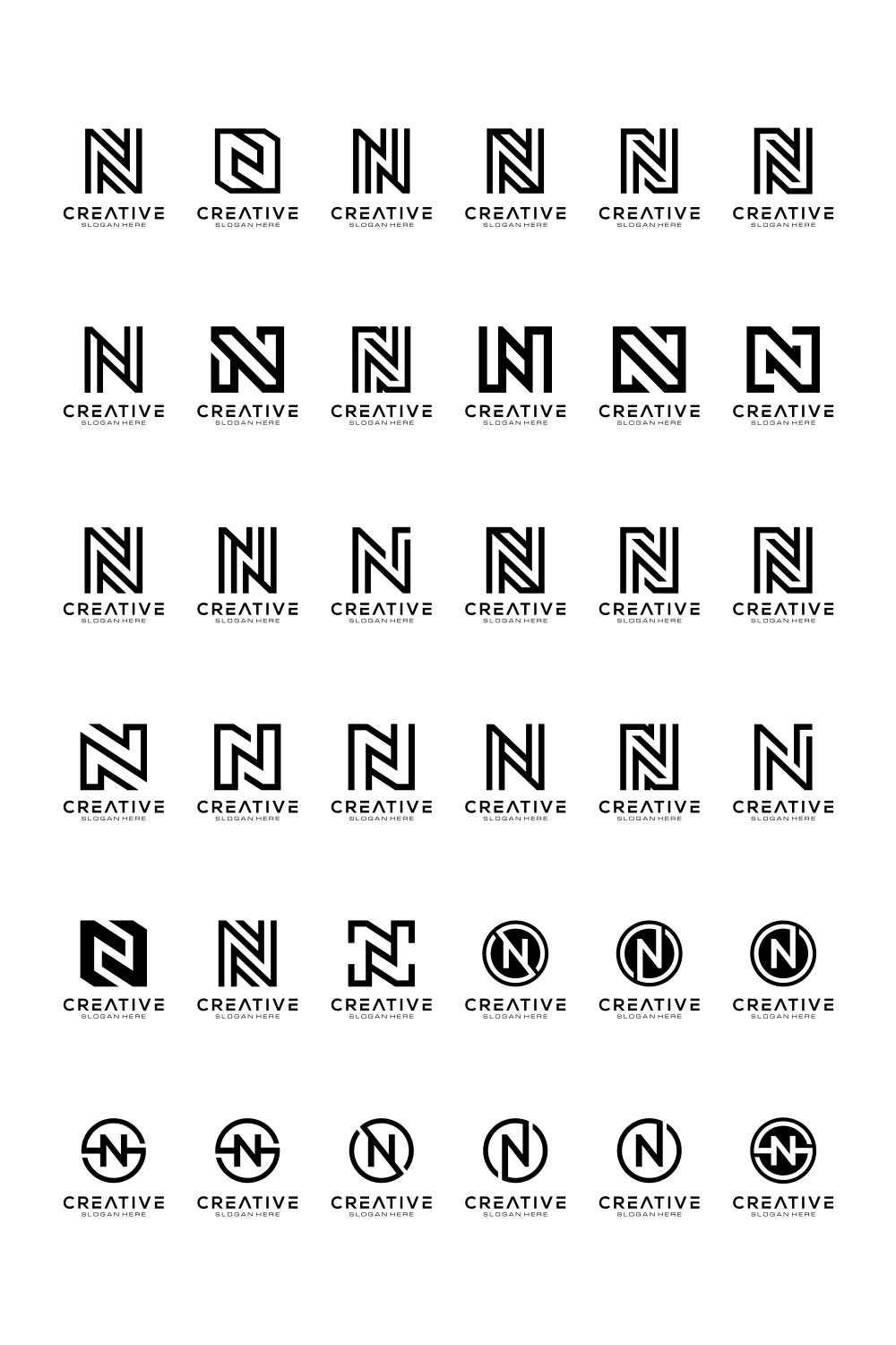 Set of Initial Letter N Logo Vector Template pinterest image.