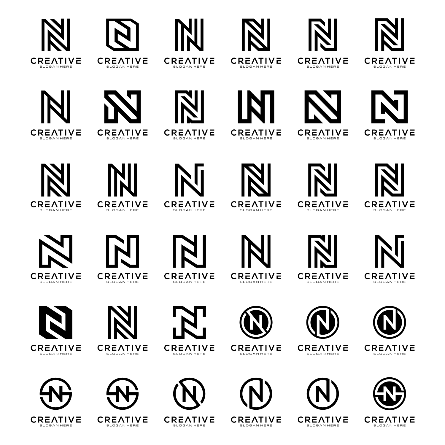 Set of Initial Letter N Logo Vector Template cover image.