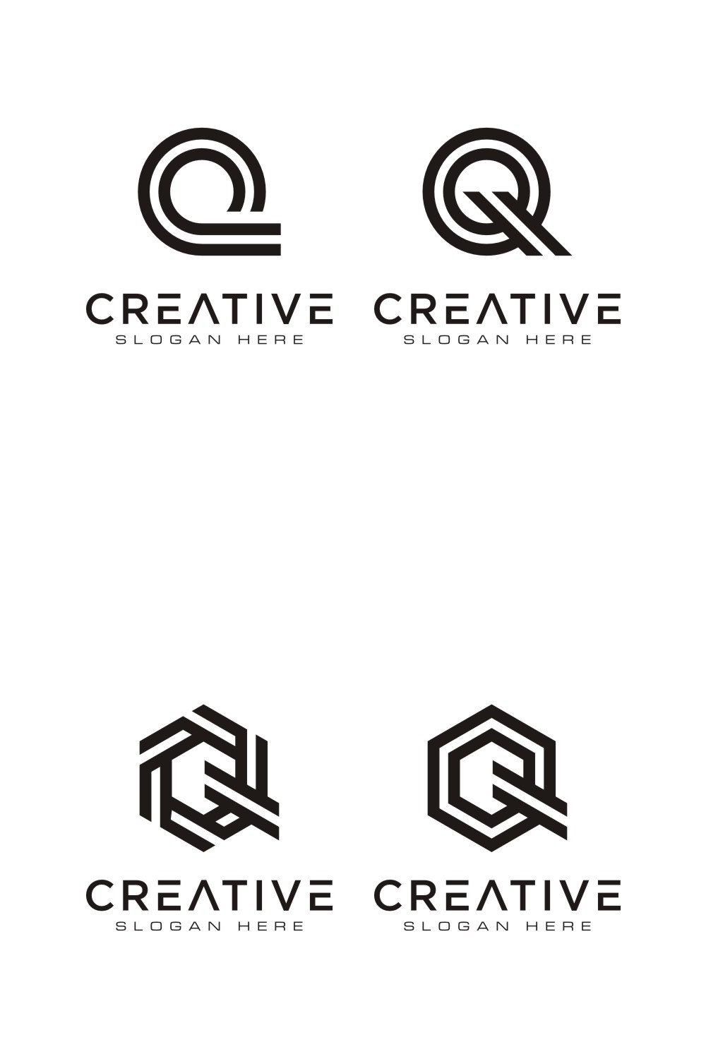 Set of Initial Letter Q Logo Design Vector pinterest image.