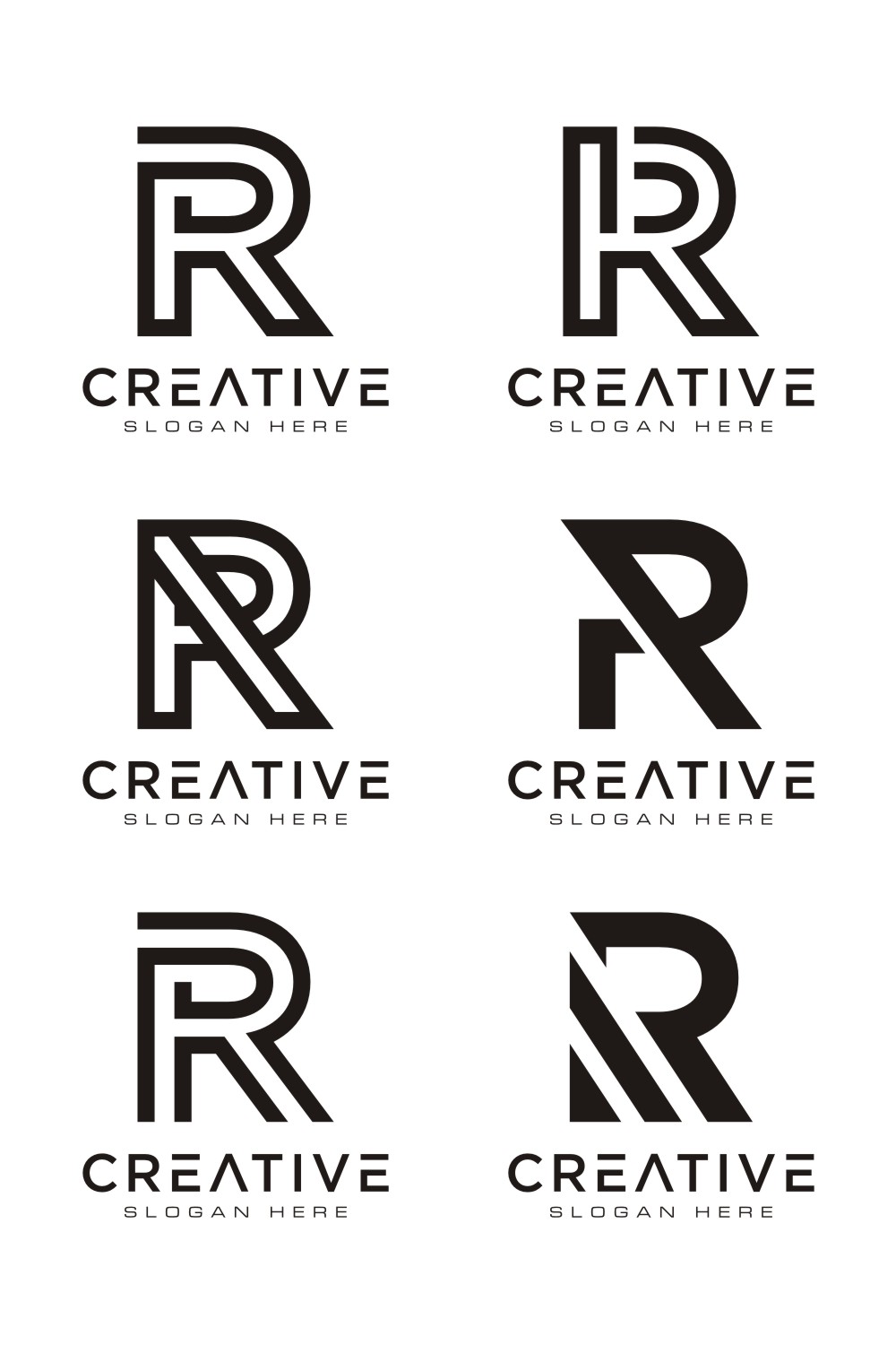 Set of Initials Letter R Abstract Logo Vector Design pinterest image.