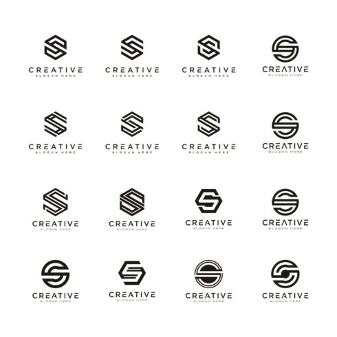 Set of Initial Letter S Hexagon Logo Design Vector cover image.