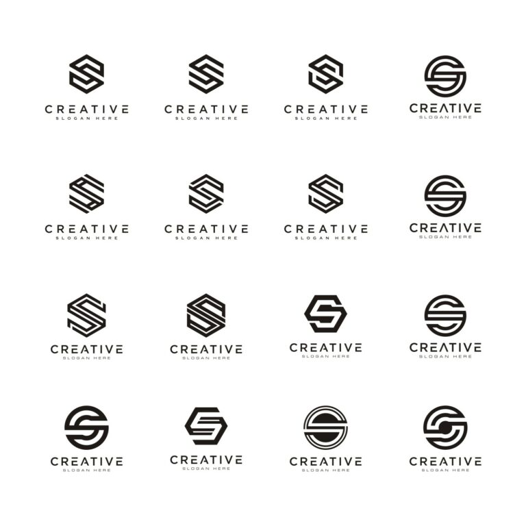 set of Initial letter S hexagon Logo design vector | MasterBundles