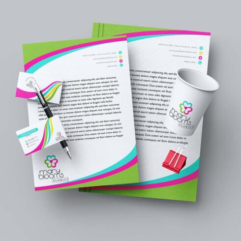 Letterhead with Business Card Template, Invoice and Logo Bundle cover image.