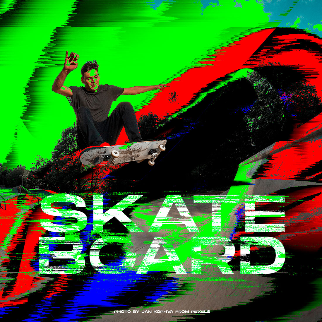 Skate Board Coloured Glitch and Liquid Textures Preview image.