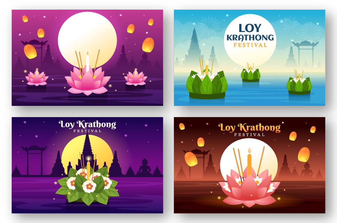 Loy Krathong Festival Illustration Preview image.