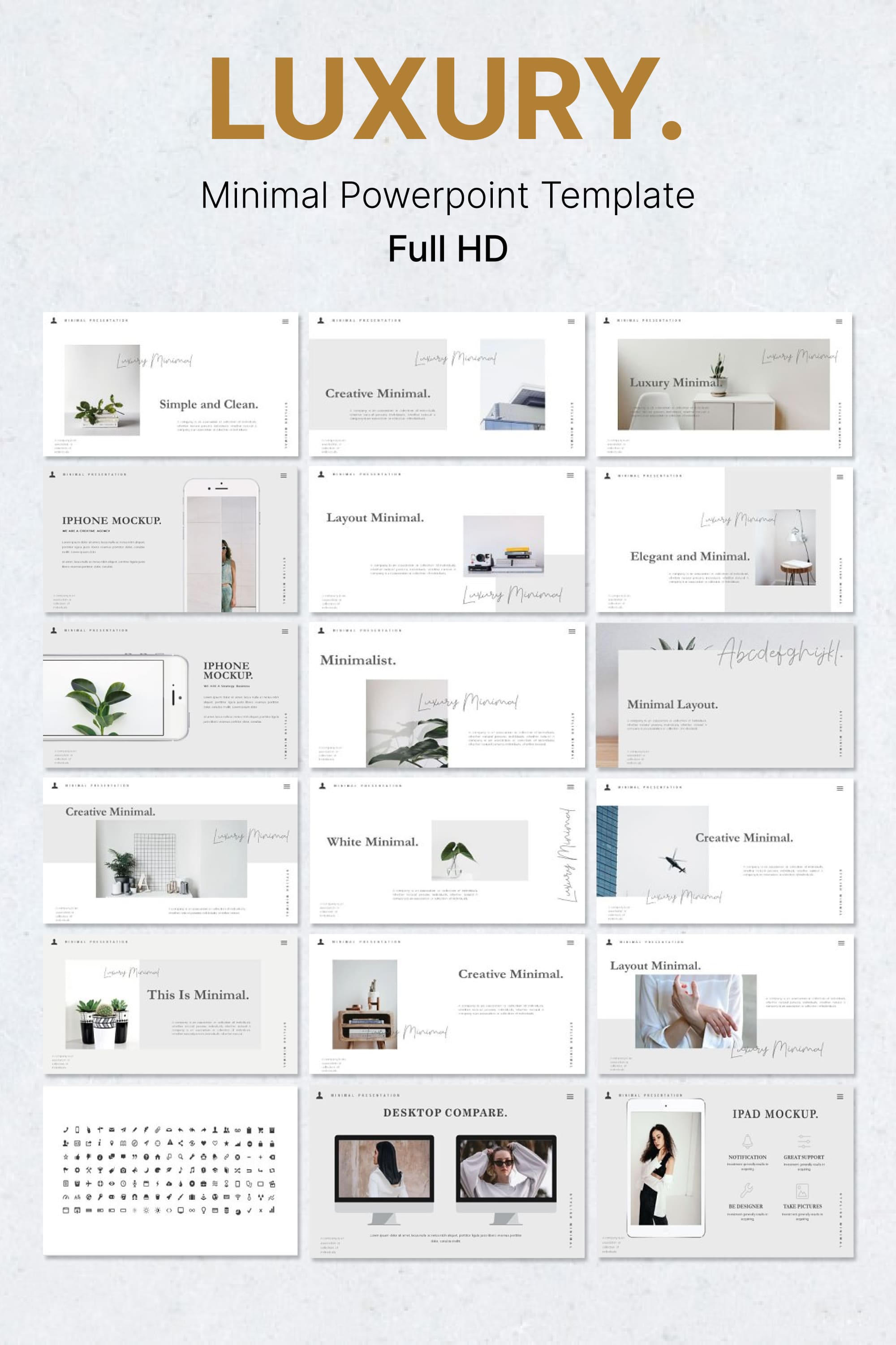 Luxury minimal powerpoint template - pinterest image preview.