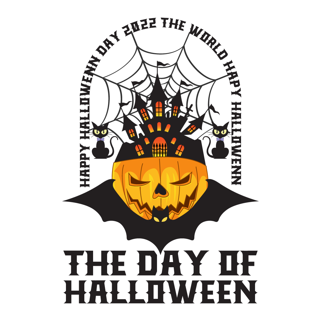 Happy Halloween Day T-shirt Design preview image.