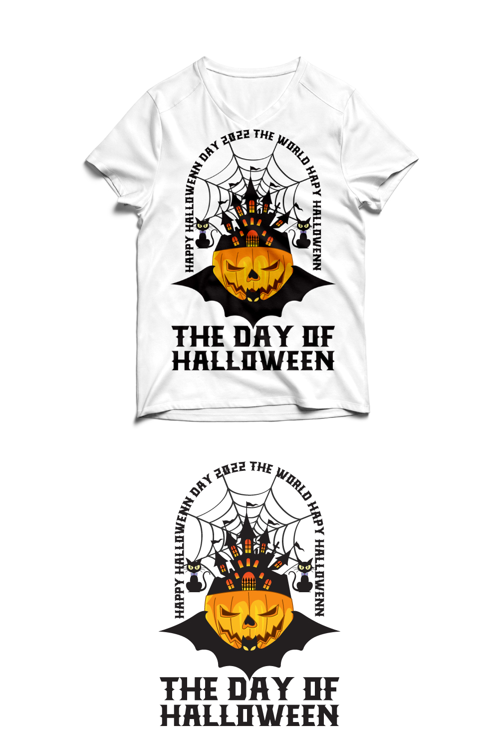 Happy Halloween Day T-shirt Design pinetrest image.