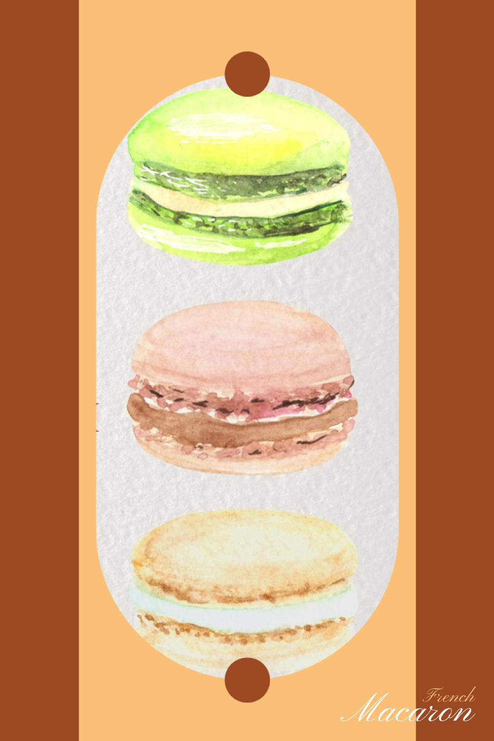 macaron french watercolor clipart 1