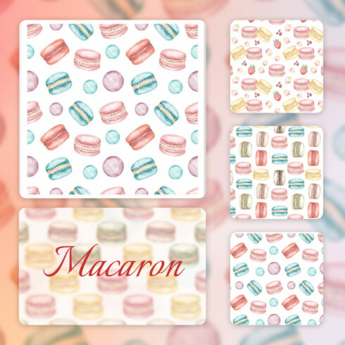Watercolor Macaron seamless pattern.