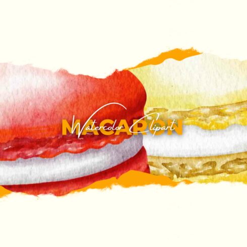Macaron Watercolor Clipart.