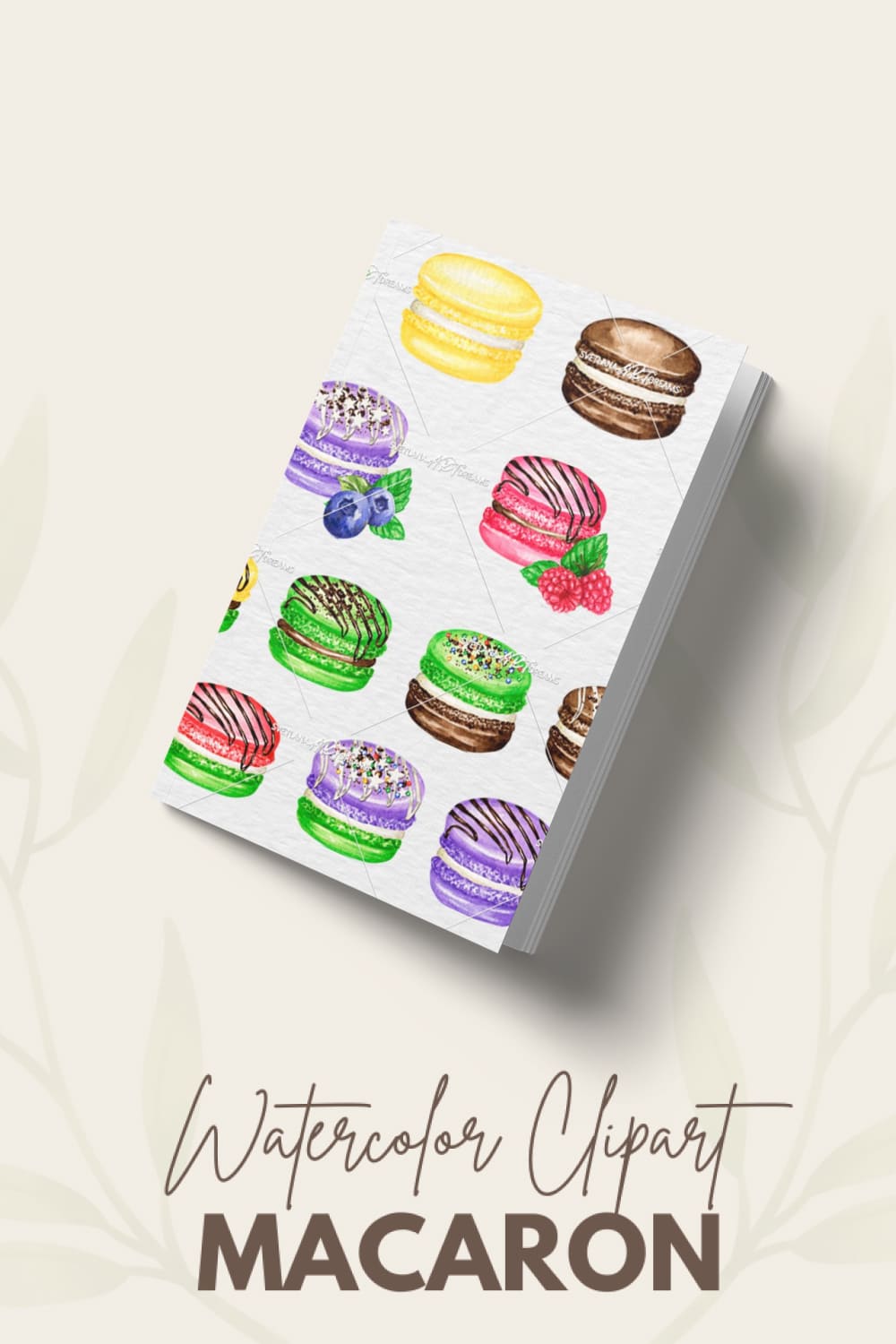 Colorful macaroon print on a paper package.