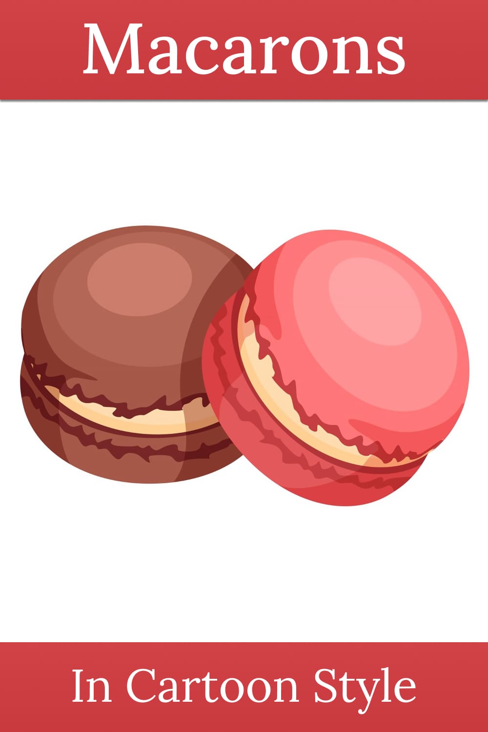 Macarons In Cartoon Style. Pink And Chocolate French Almond - Pinterest.
