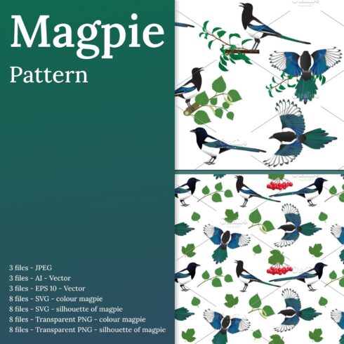 Watercolor Magpies Clipart - main image preview.