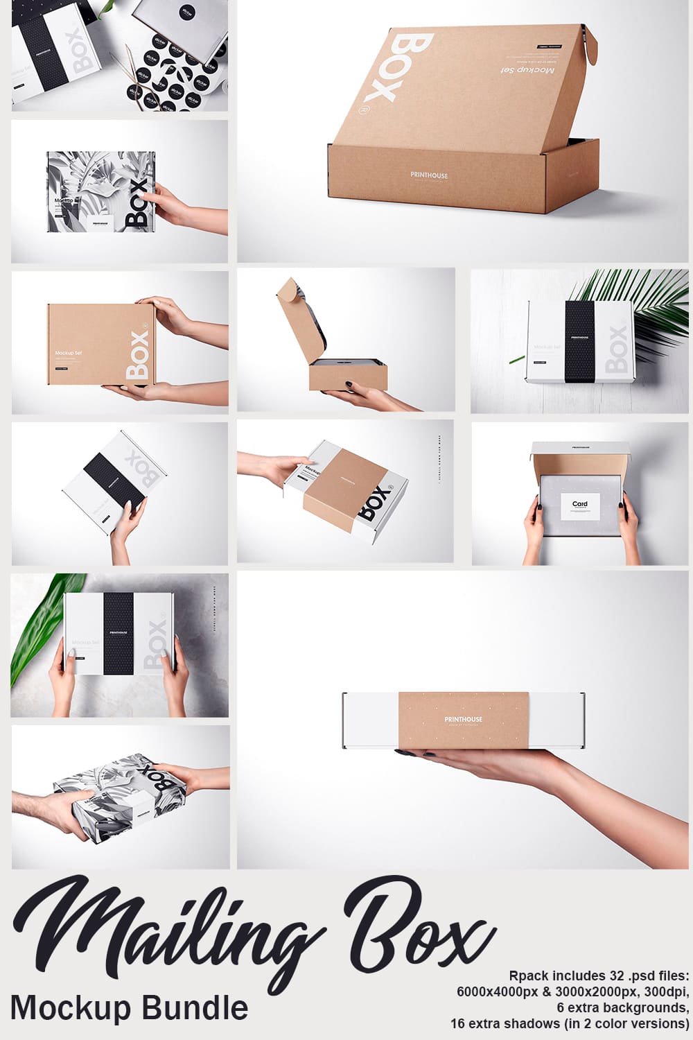 Set of images with colorful mailing box.