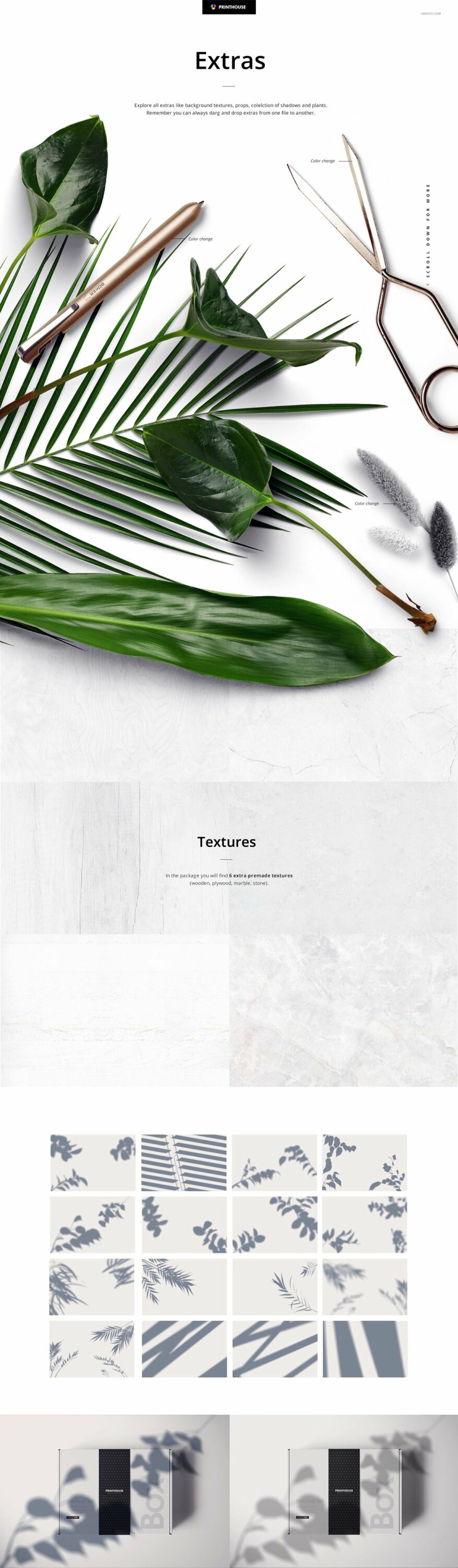 Set of images of irresistible textures for mailing box design.