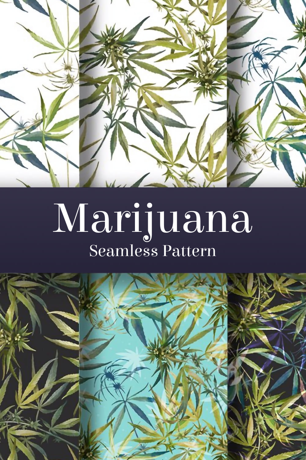 Marijuana seamless pattern - pinterest image preview.