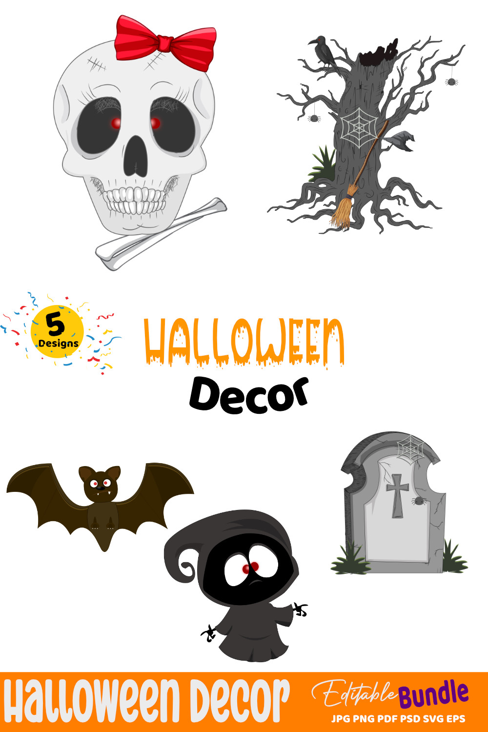 Halloween Spooky Bundle - 5 Designs pinterest image.
