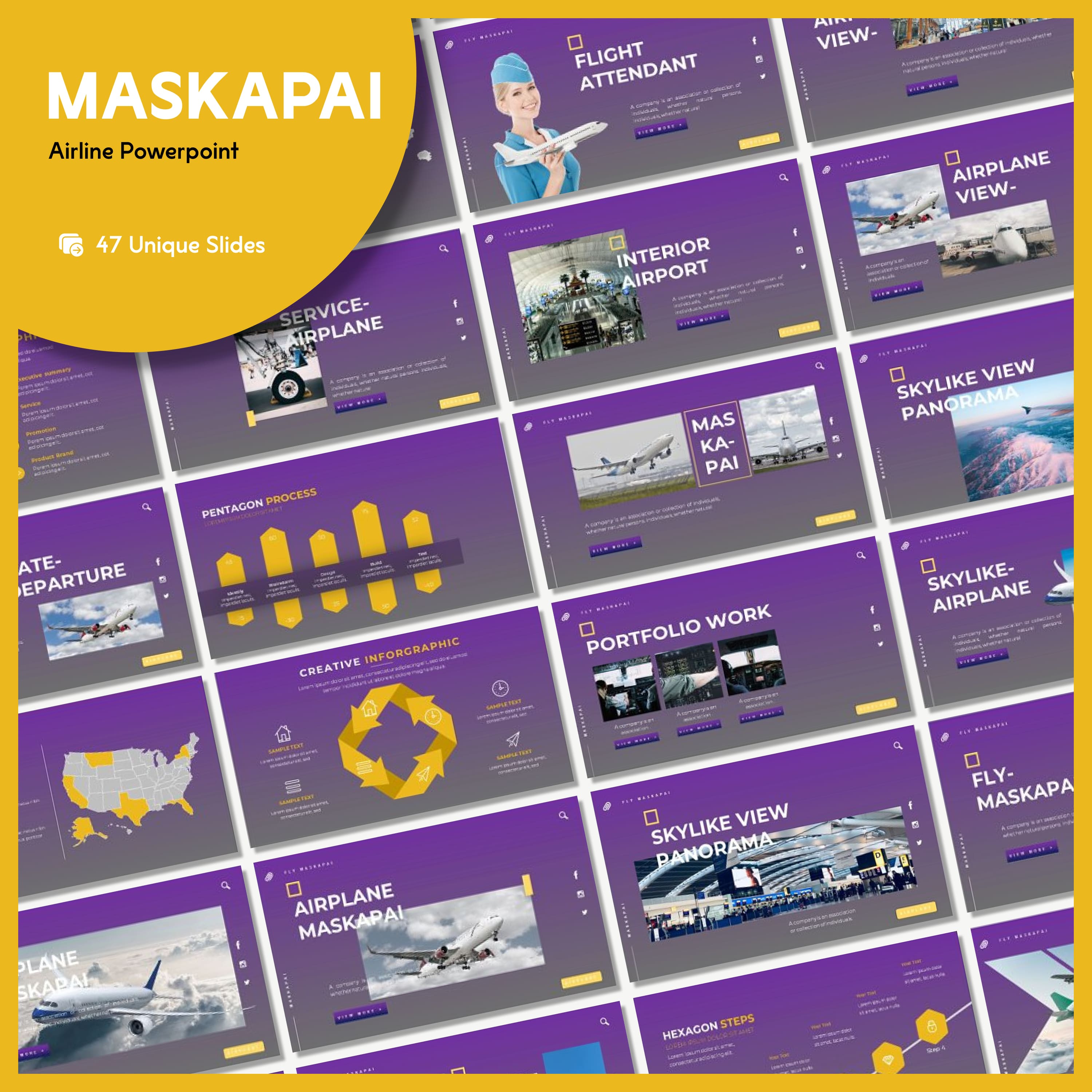 Maskapai airline powerpoint - main image preview.