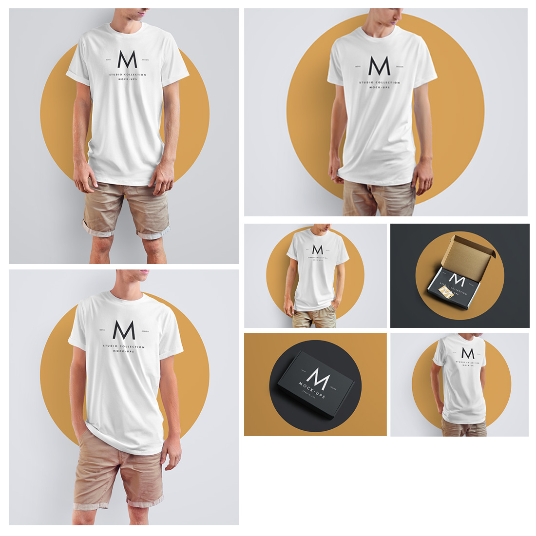 5 Mockups T-Shirts & 2 Packing Boxes preview image.