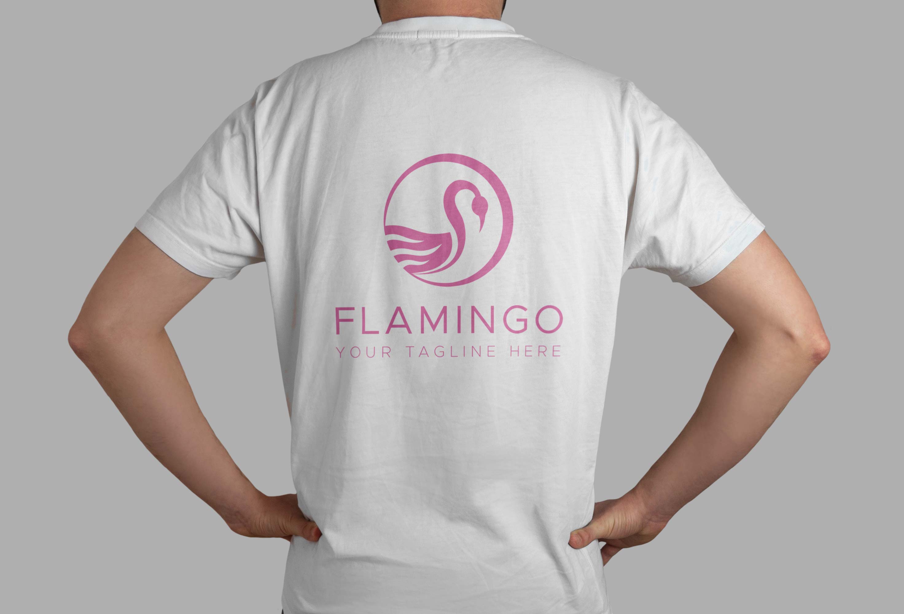 Flamingo Logo Template t-shirt mockup.