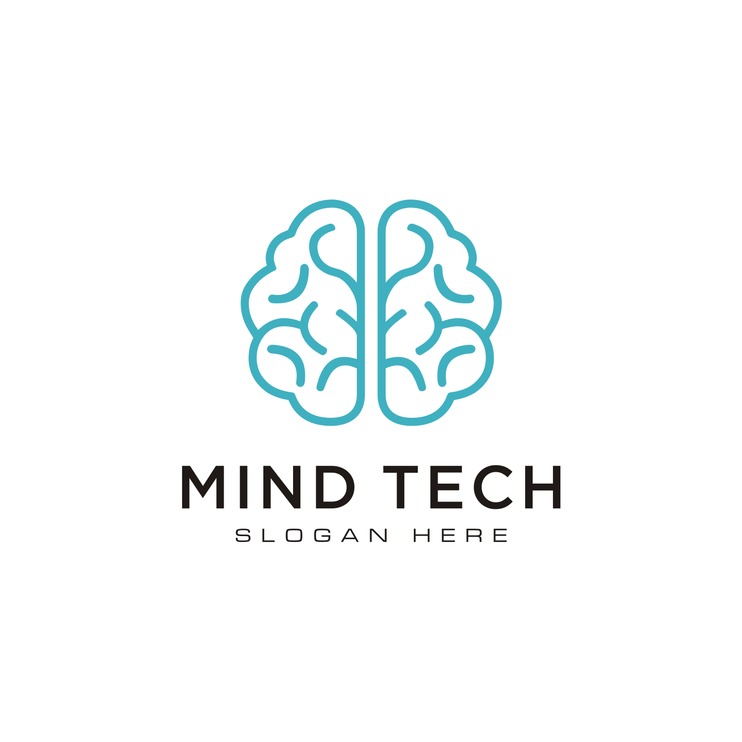 Brain Technology Logo Design Line Style preview.