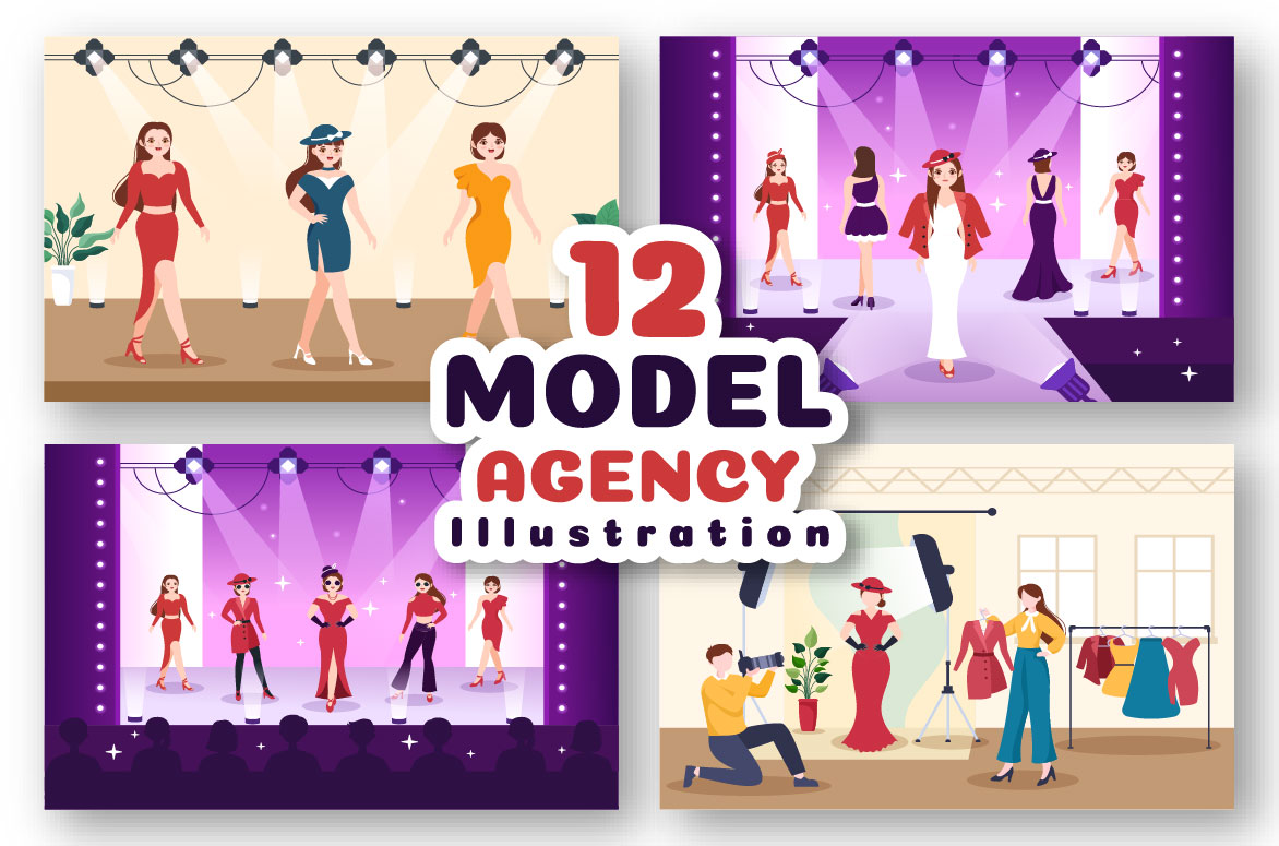 Model Agency Cartoon Illustration Preview image.