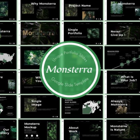 Monsterra google slide template - main image preview.
