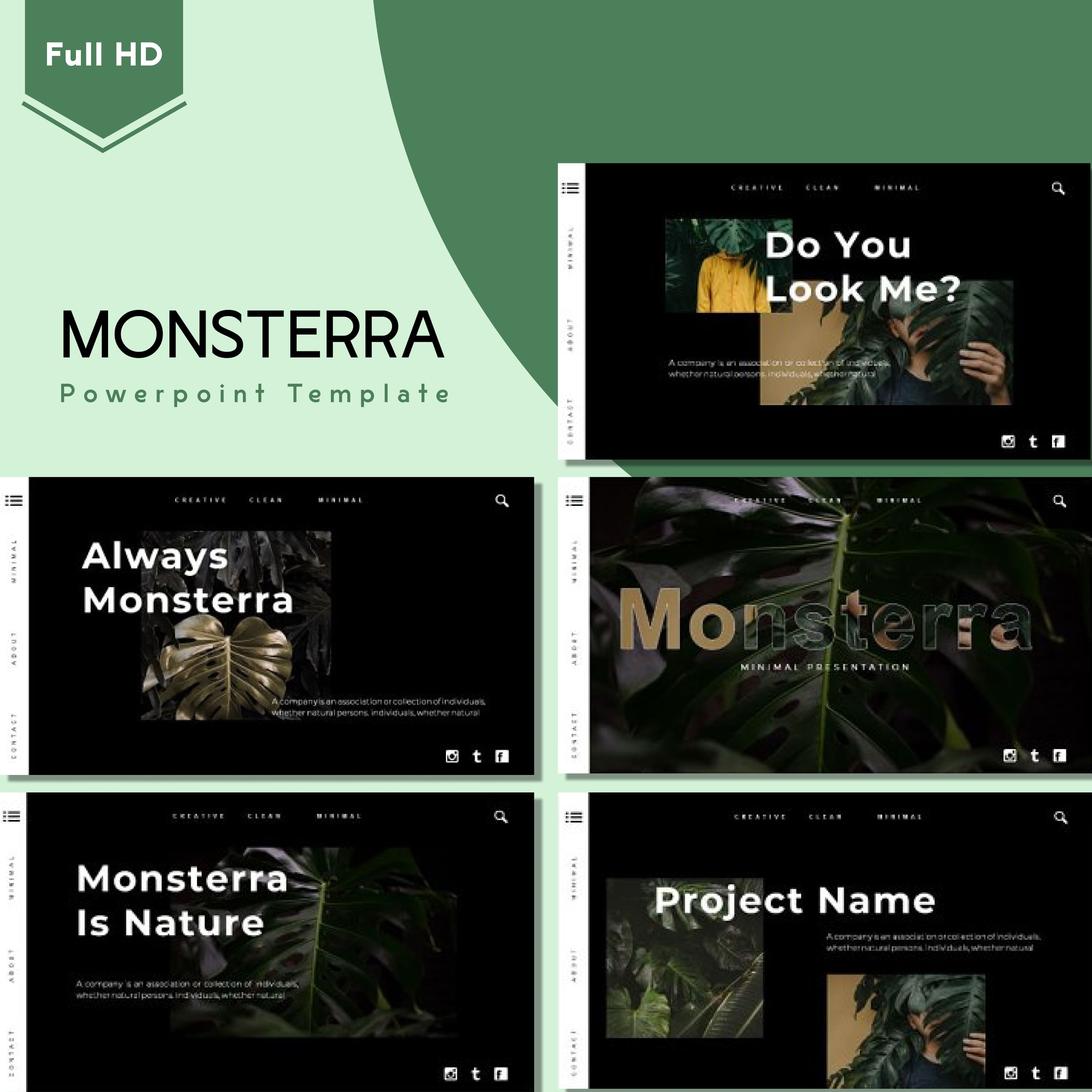Monsterra powerpoint template - main image preview.
