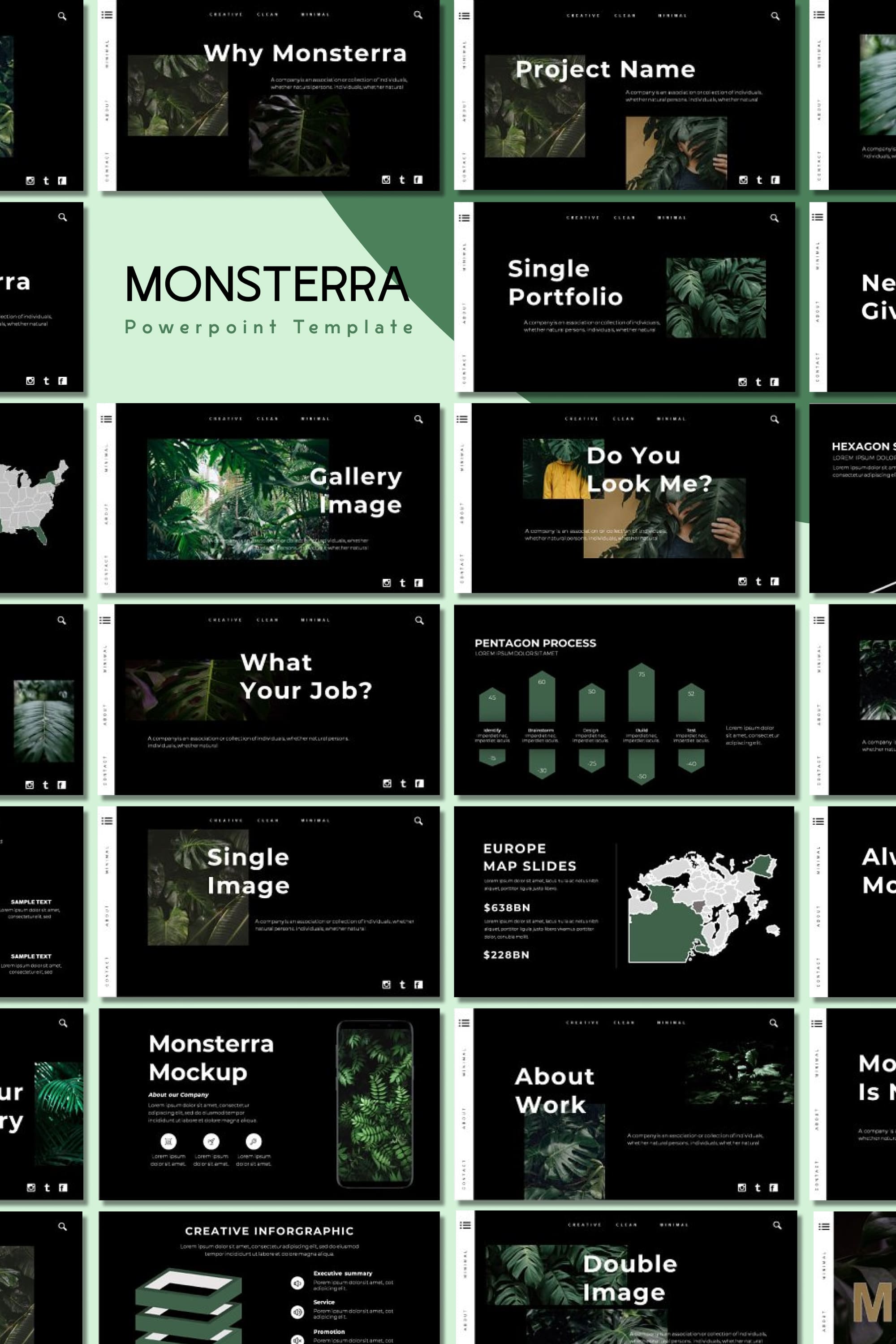 Monsterra powerpoint template - pinterest image preview.