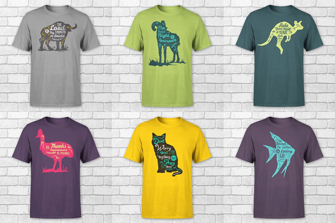 So colorful t-shirts collection with quotes.