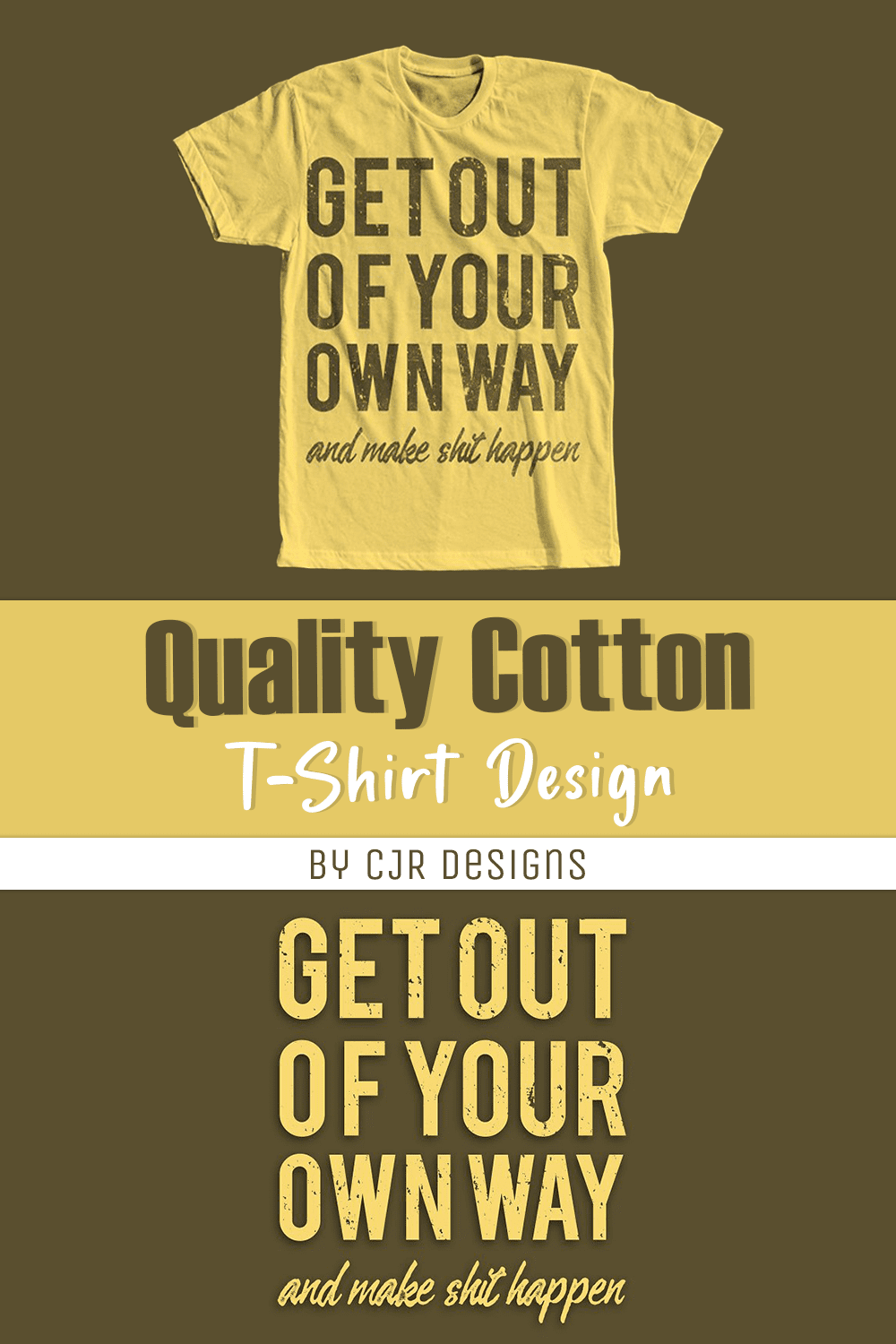 Light yellow T-shirt with charming print with motivational quote.