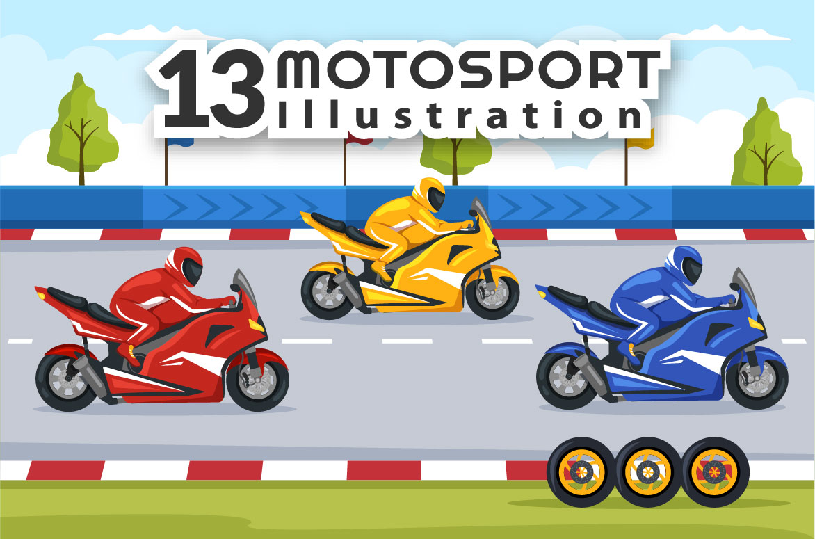 13 Racing Motosport Illustration facebook image.