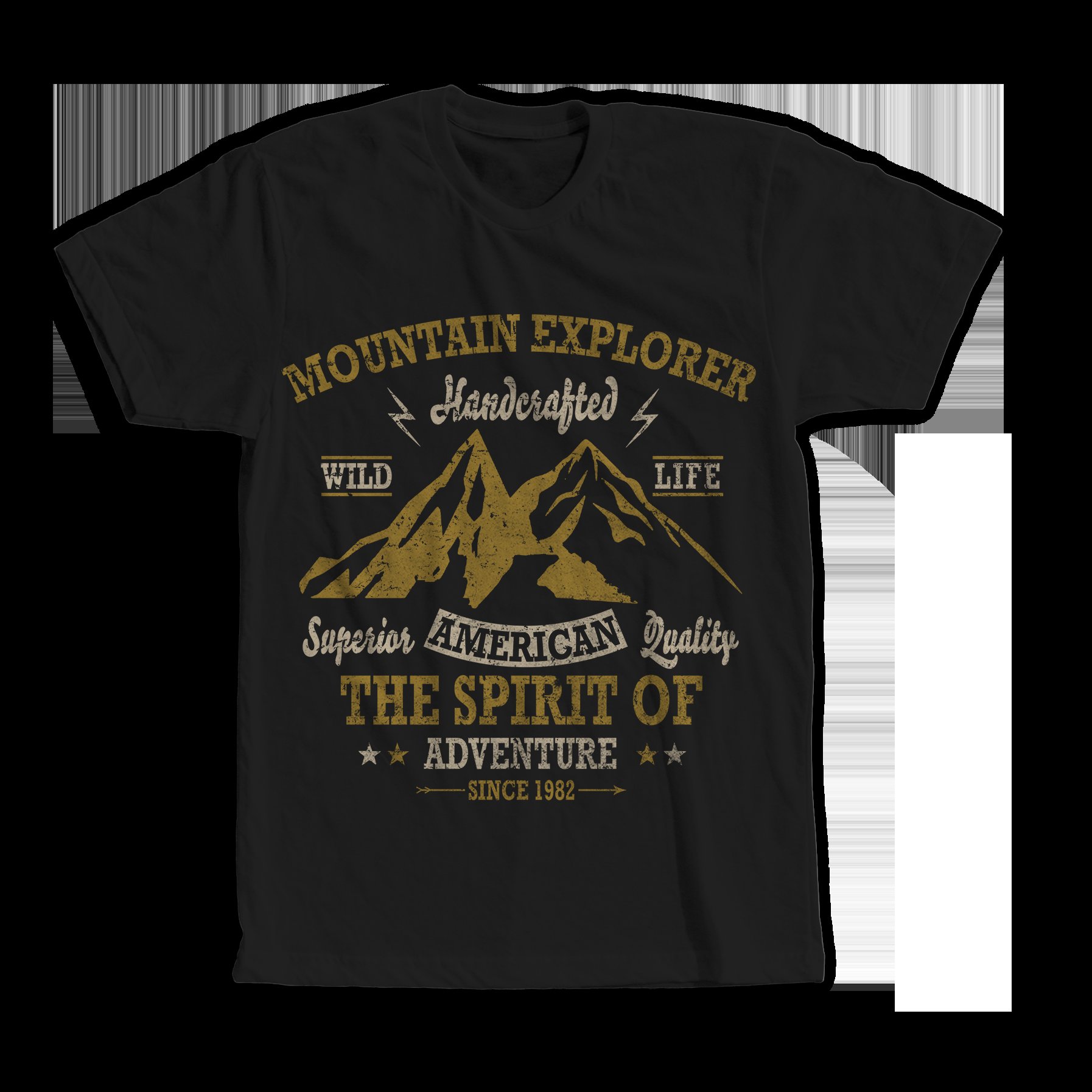 Classic t-shirt with yellow mountains.