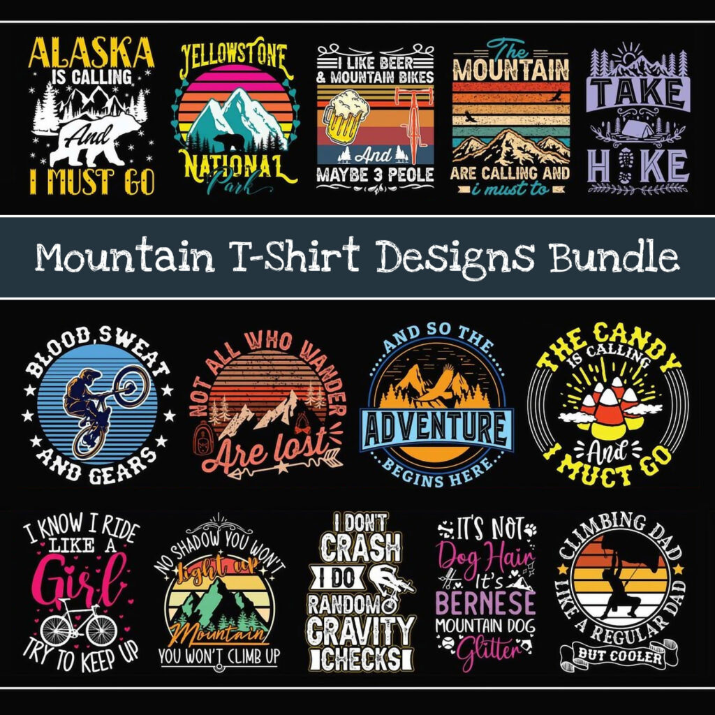 Mountain SVG Tshirt Designs Bundle Master Bundles