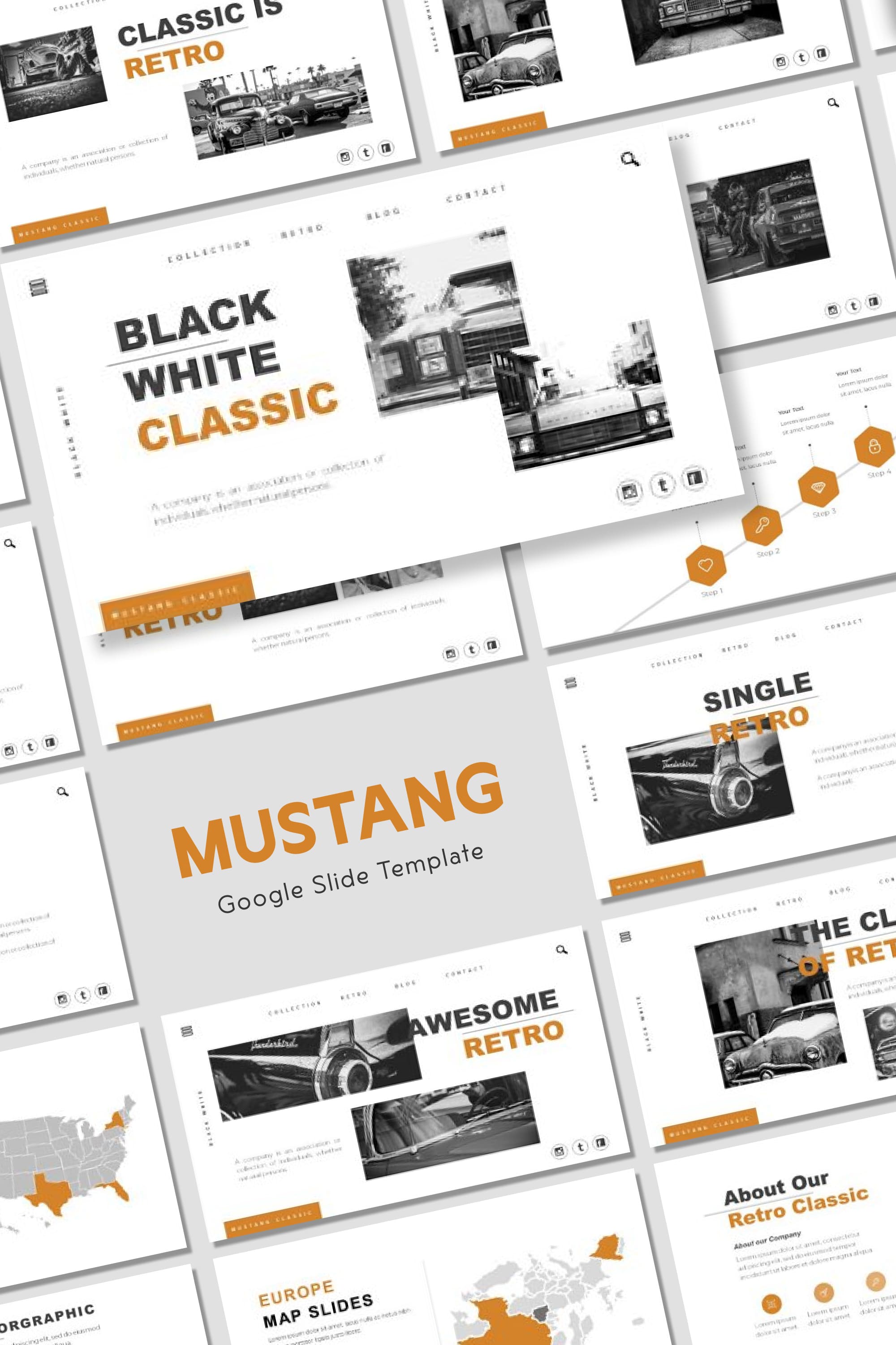 Mustang google slide template - pinterest image preview.