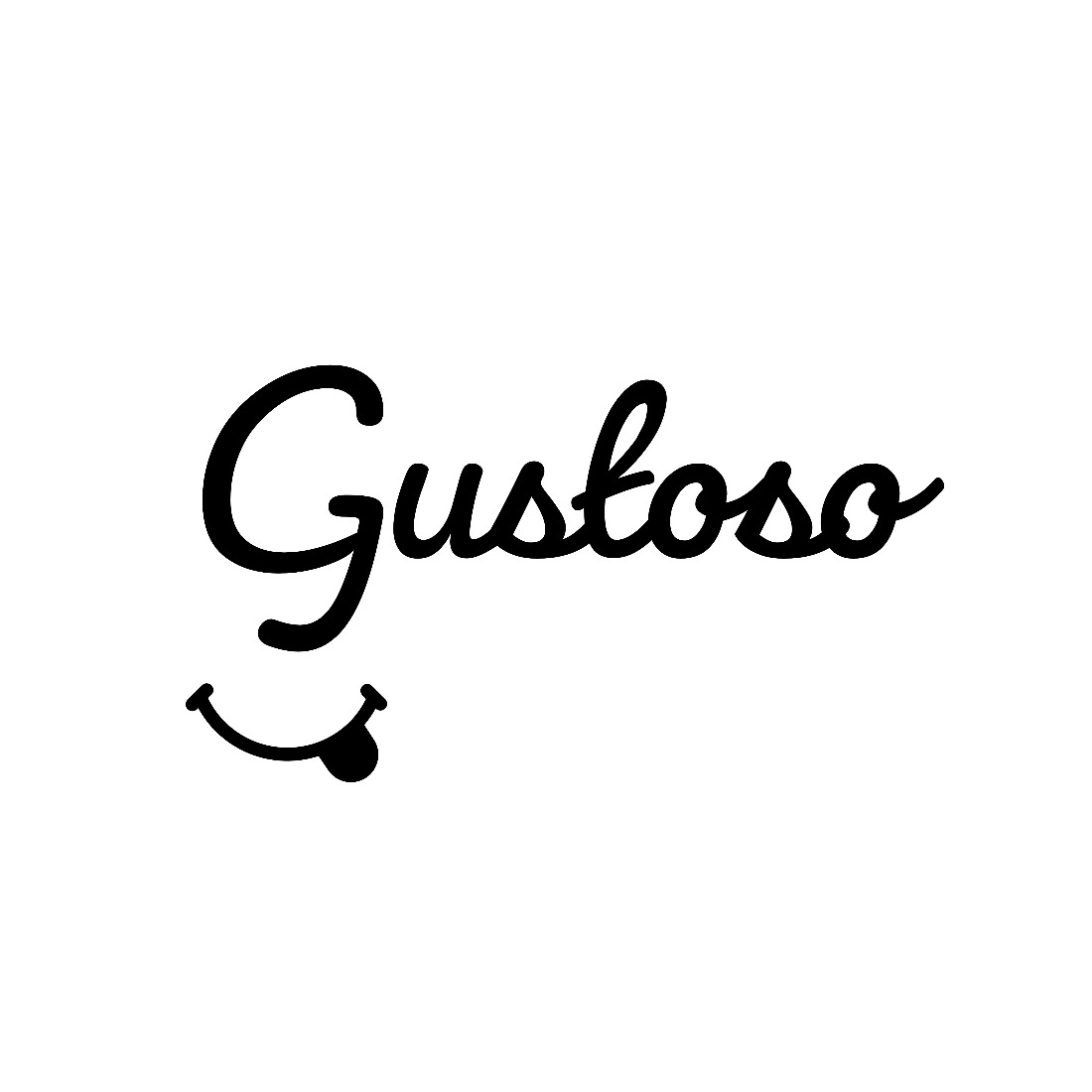 Gustoso - Restaurant Logo in black color.