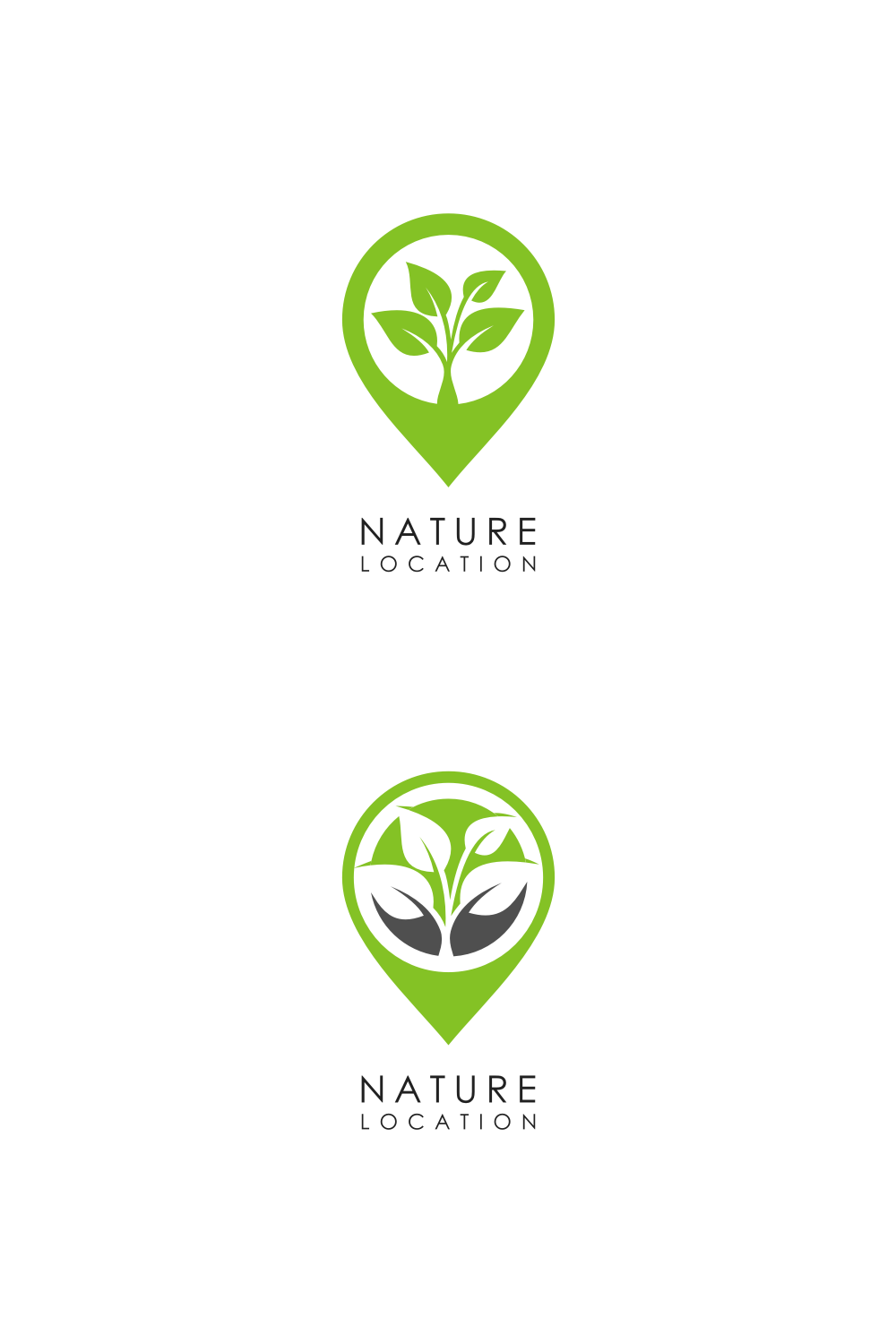 Pinterest preview with Nature Leaf Location Logo Vector Design.
