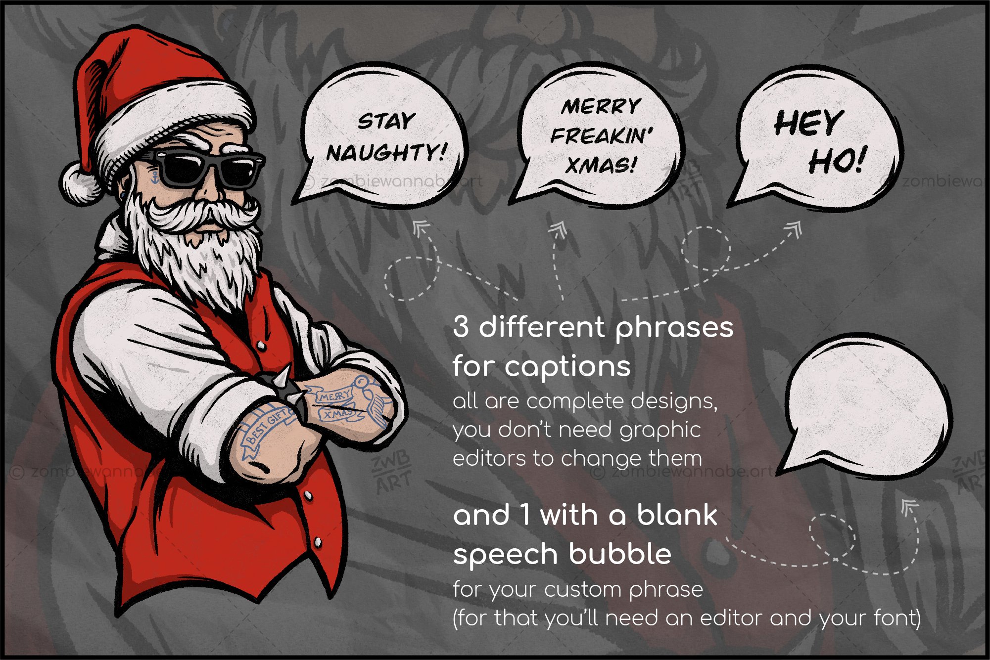 Bright image of a brutal santa in stylish clothes.