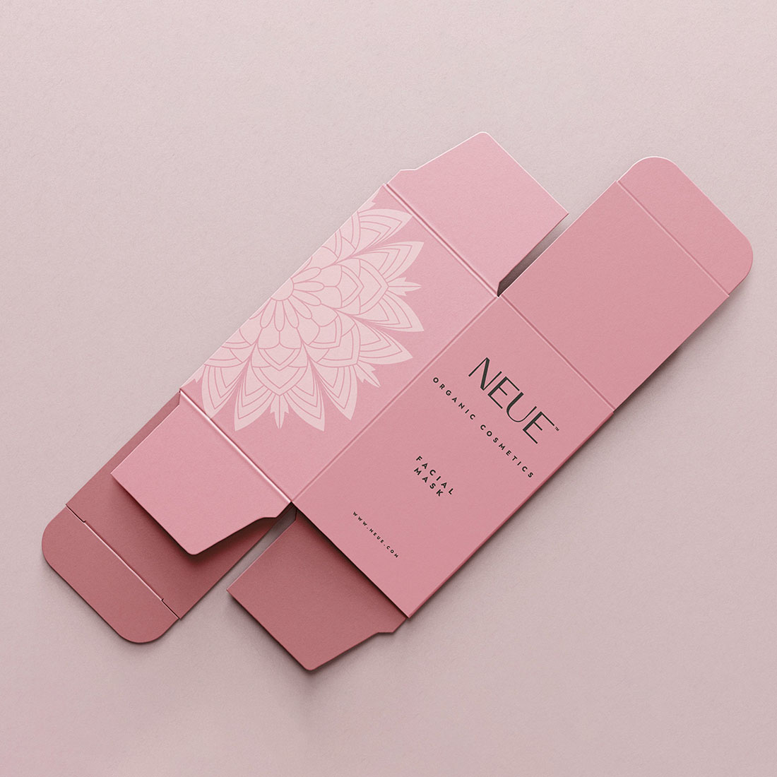 Pink package with Neue Refined Sans Serif Font example.