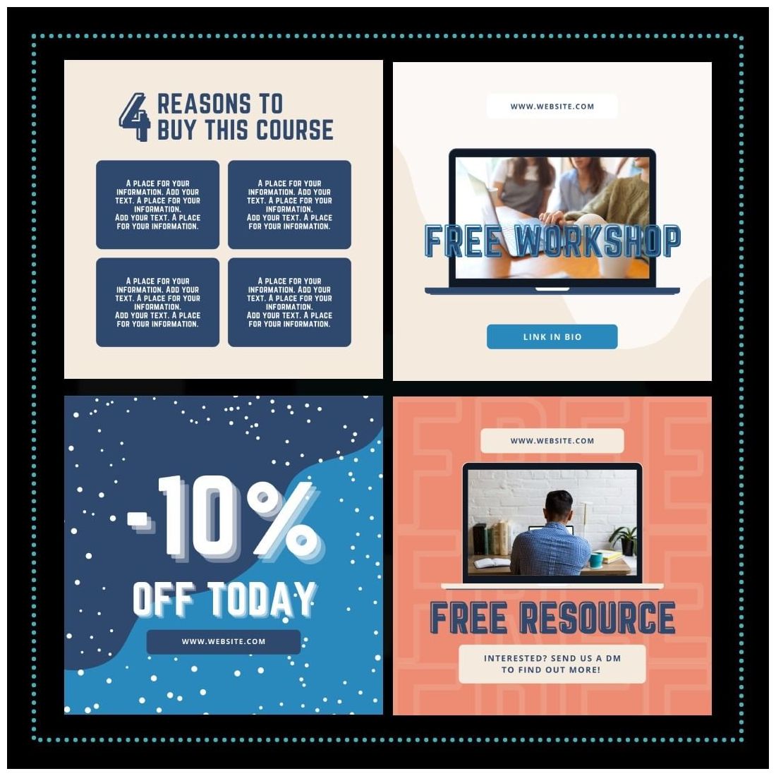 Online Course Sellers Canva Templates cover image.